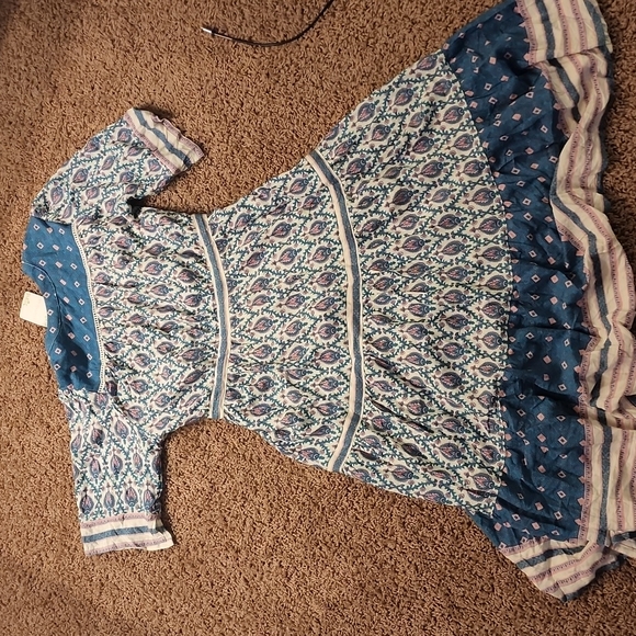 Boho Beach Hut midi dress bohemian flowy medium nwt teal and pink FP to Love - Picture 13 of 14